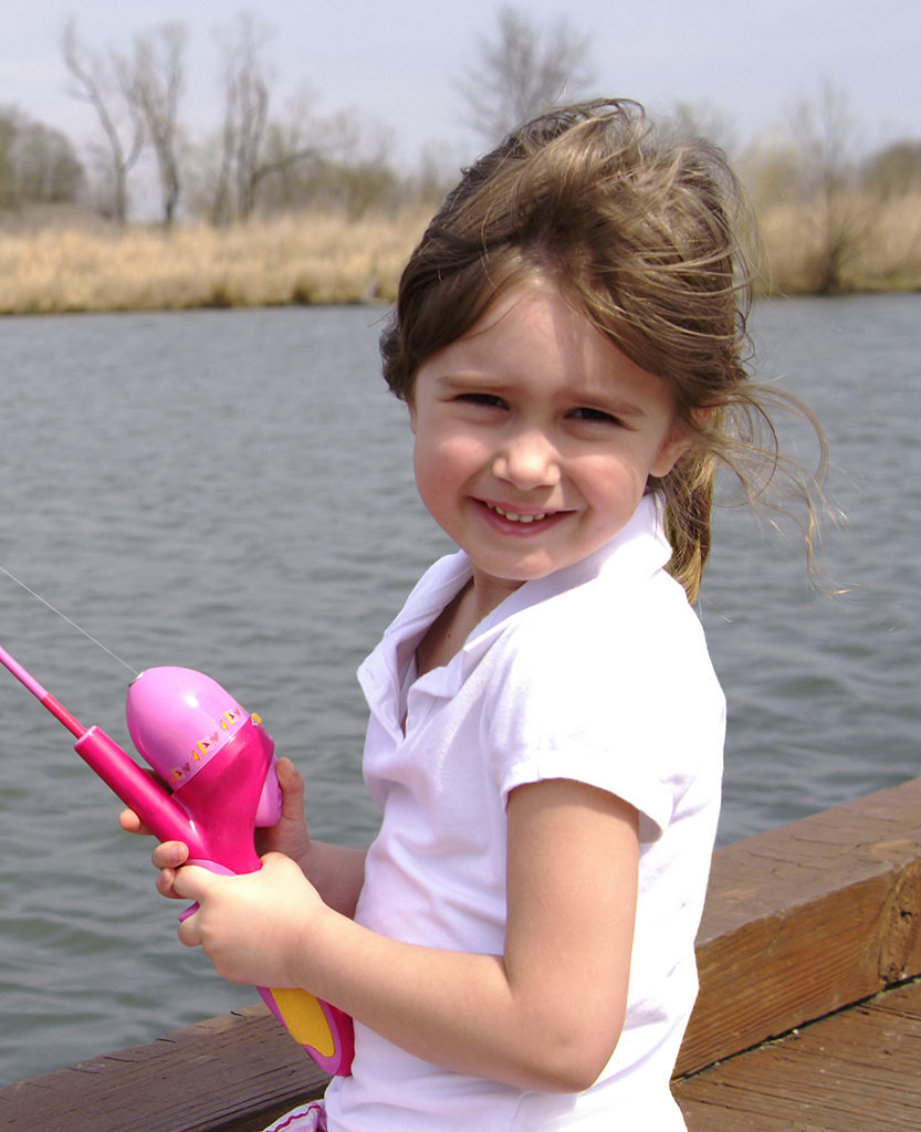 Young girl fishing